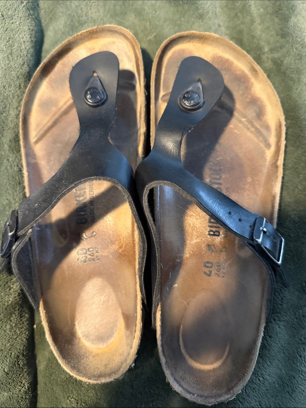 Birkenstock Black Leather Thong Sandals